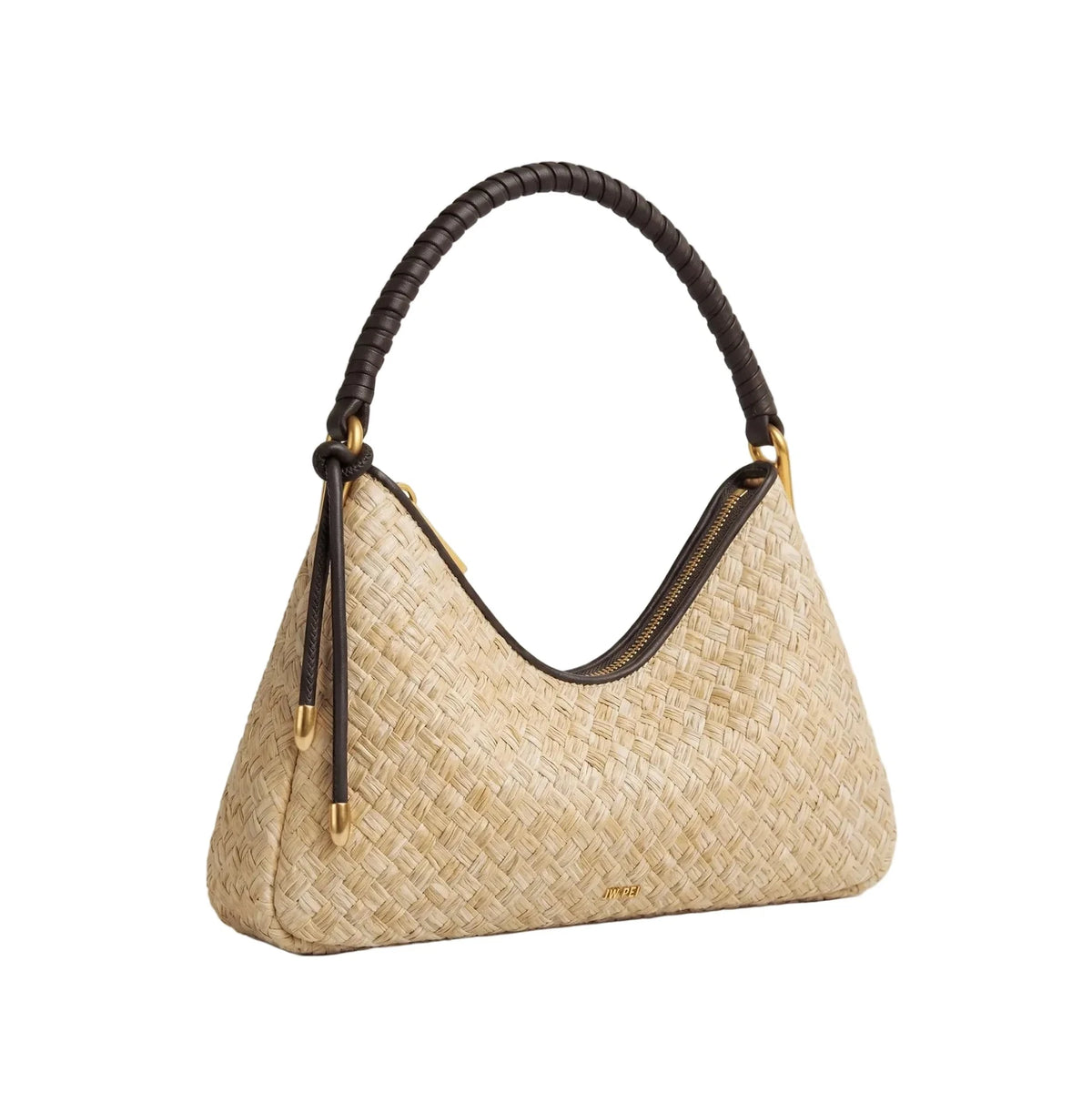 Lorena Faux Straw Shoulder Bag – Brown
