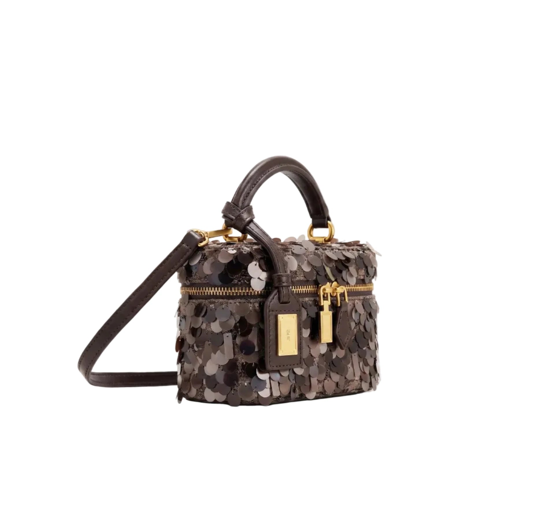 Cleo Metallic Sequin Box Shape Top Handle Bag