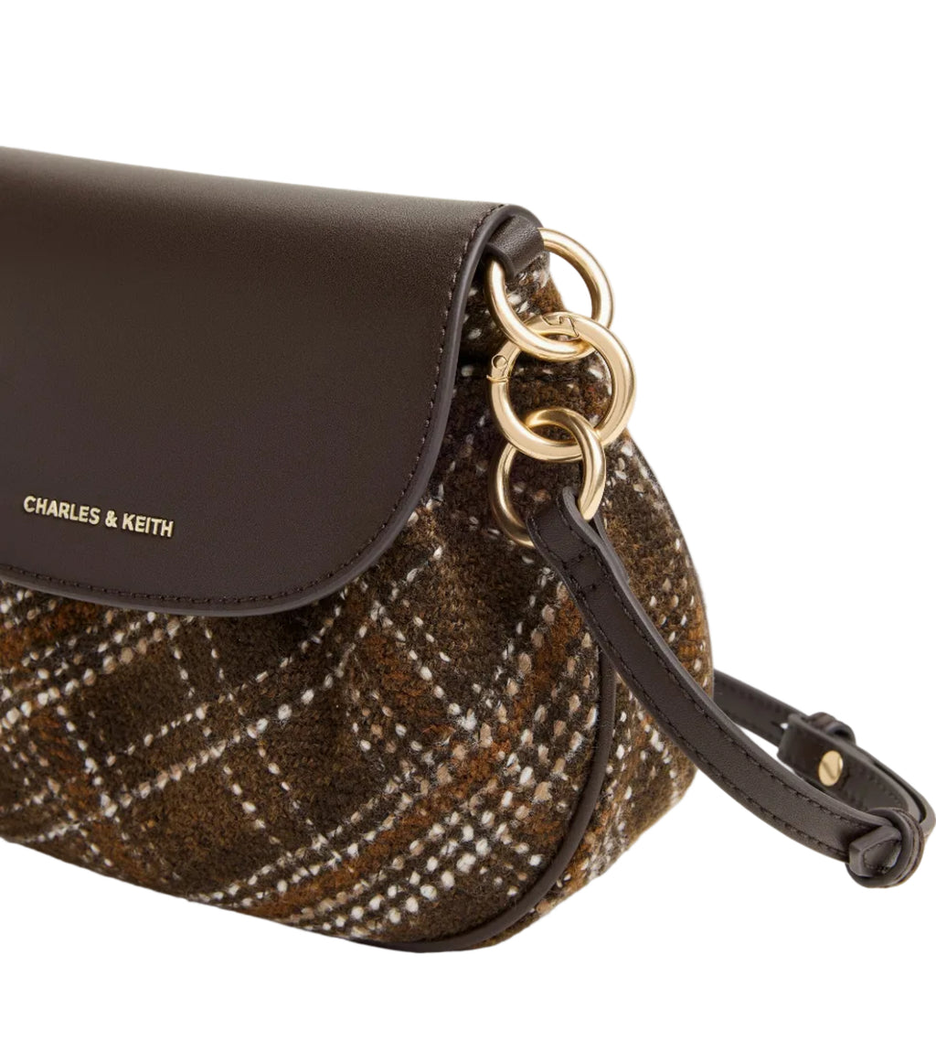 Britton Checkered Ruched Saddle Bag