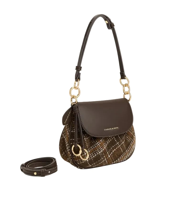 Britton Checkered Ruched Saddle Bag