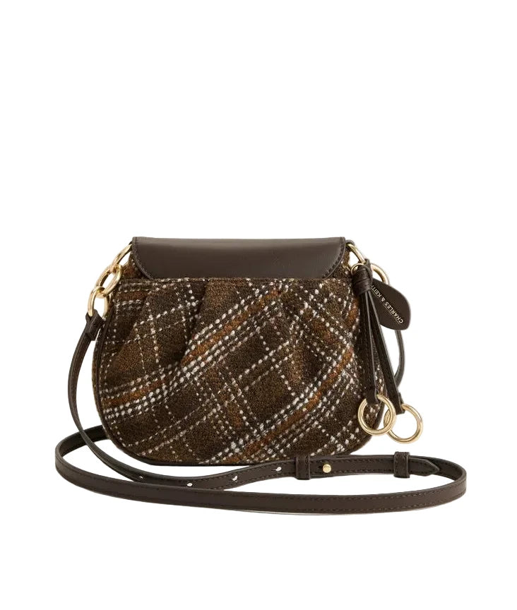 Britton Checkered Ruched Saddle Bag