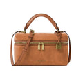 Michael Kors tan top-handle handbag with shoulder strap and gold padlock