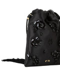 V73 Kayla black embellished bucket bag for women