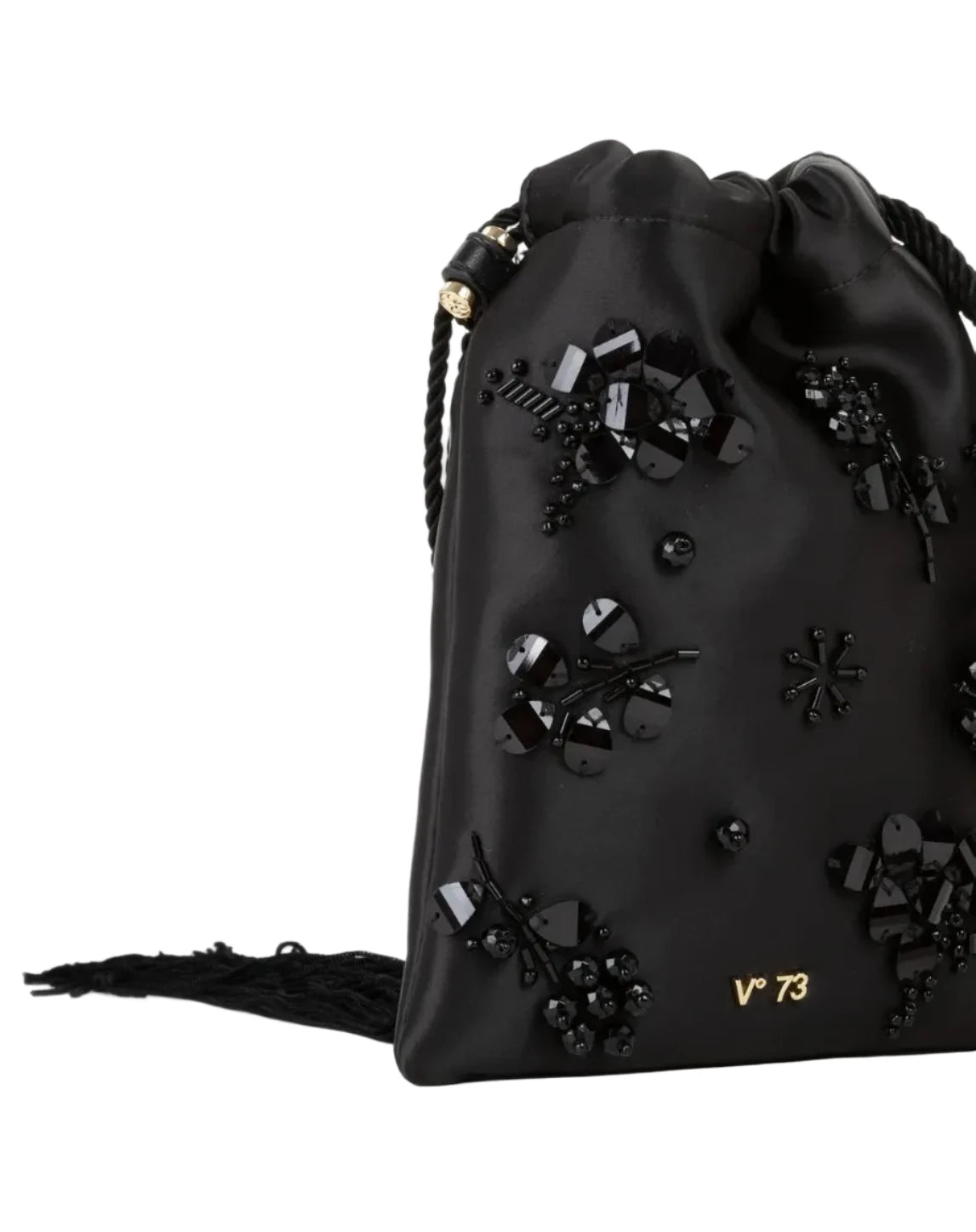V73 Kayla black embellished bucket bag for women