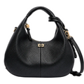 GANNI black hobo handbag with gold logo hardware