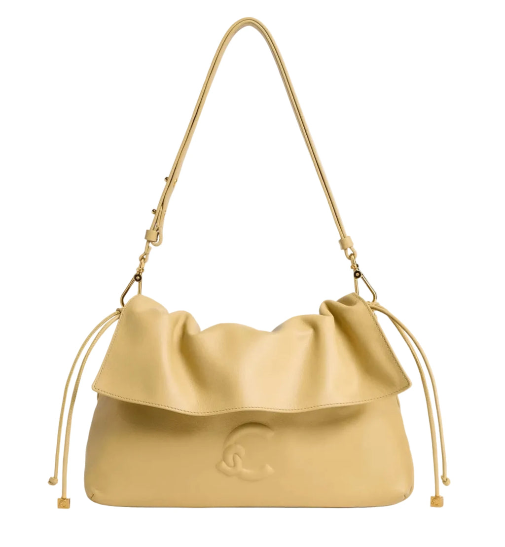 Coccinelle yellow ruched drawstring shoulder bag