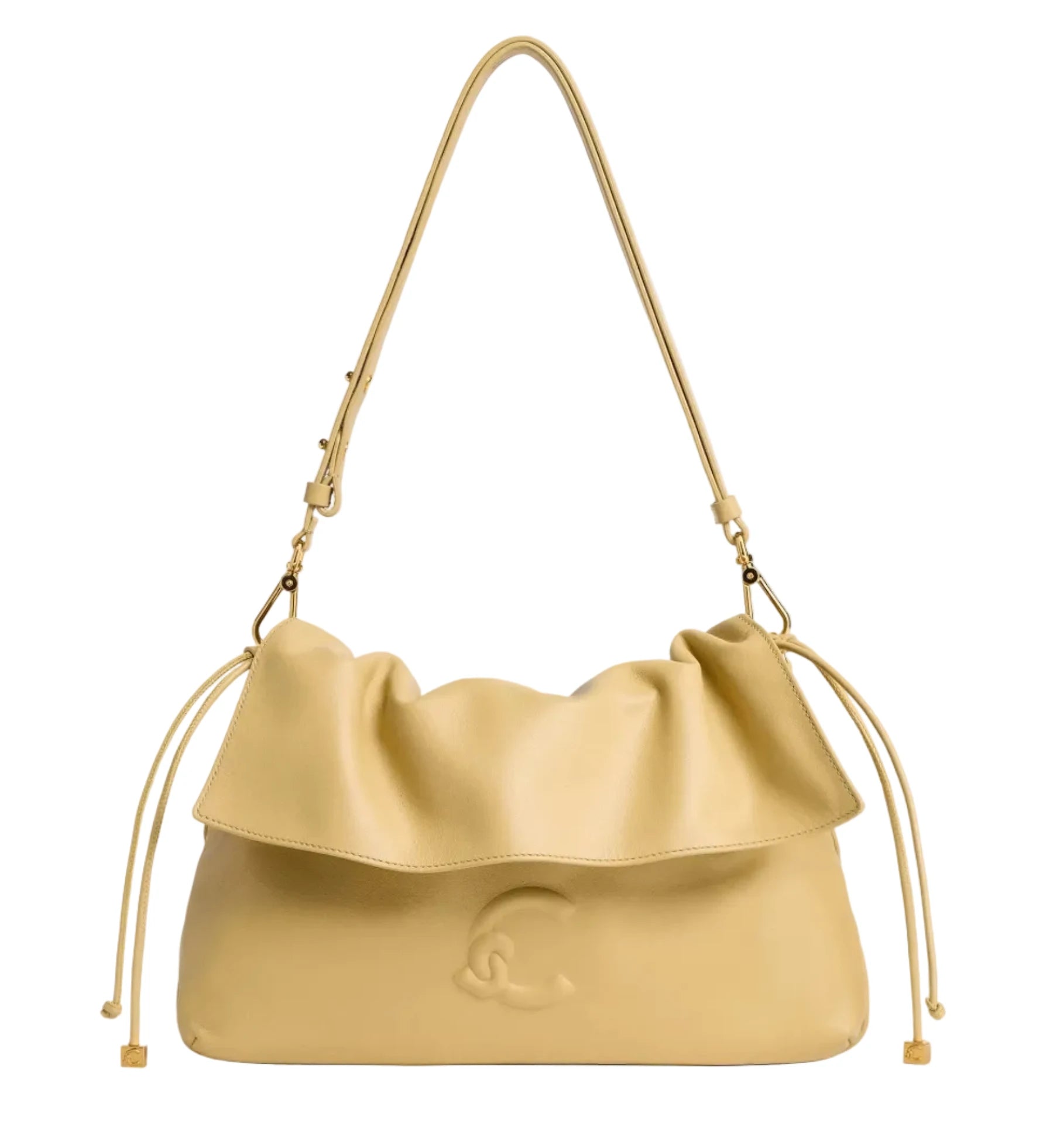 Coccinelle yellow ruched drawstring shoulder bag