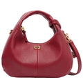 GANNI red hobo handbag with gold logo hardware