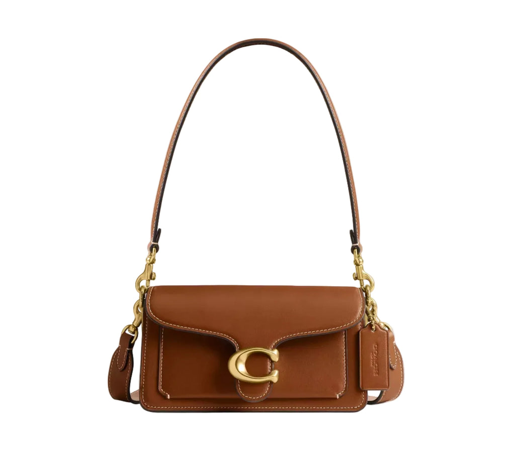Coach Tabby brown leather shoulder bag with gold C clasp