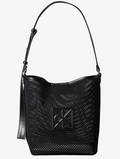 Calvin Klein black woven shoulder bag with logo detail
